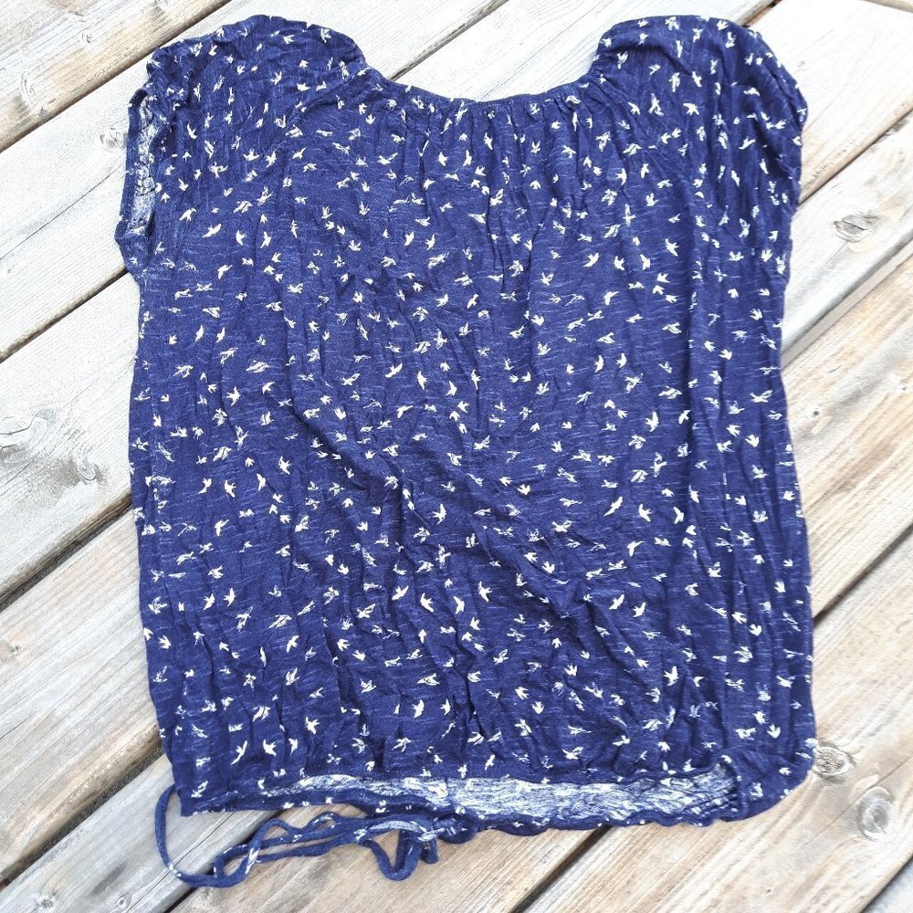 AGENDA Front Tie Birds in Flight Blouse Large - Picture 2 of 4